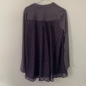 LOGO lounge‎ EUC French terry/ purple lace zip up cardigan, size small
